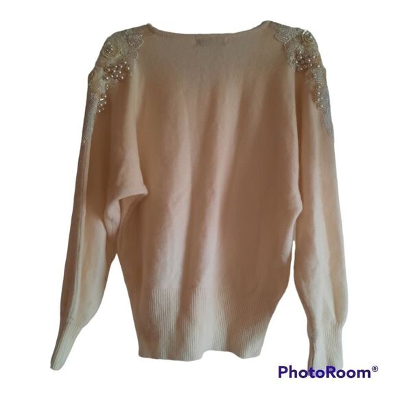 Outlander Sequin Pearl Lambswool Blend Vintage Sweater - Picture 2 of 5